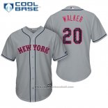 Maglia Baseball Uomo New York Mets 2017 Stelle e Strisce Neil Walker Grigio Cool Base