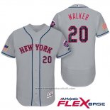 Maglia Baseball Uomo New York Mets 2017 Stelle e Strisce Neil Walker Grigio Flex Base