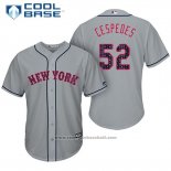 Maglia Baseball Uomo New York Mets 2017 Stelle e Strisce Yoenis Cespedes Grigio Cool Base