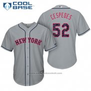 Maglia Baseball Uomo New York Mets 2017 Stelle e Strisce Yoenis Cespedes Grigio Cool Base