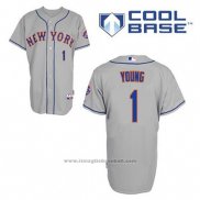 Maglia Baseball Uomo New York Mets Chris Young 1 Grigio Cool Base