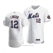 Maglia Baseball Uomo New York Mets Francisco Lindor Autentico Primera Bianco