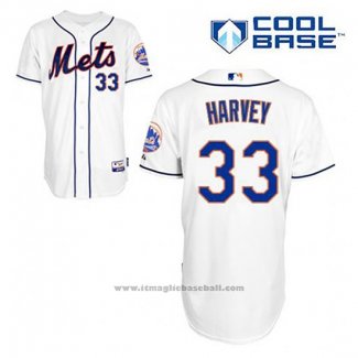 Maglia Baseball Uomo New York Mets Matt Harvey 33 Bianco Alternato Cool Base