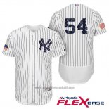 Maglia Baseball Uomo New York Yankees 2017 Stelle e Strisce Aroldis Chapman Bianco Flex Base