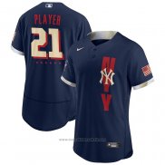 Maglia Baseball Uomo New York Yankees Personalizzate 2021 All Star Autentico Blu