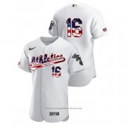 Maglia Baseball Uomo Oakland Athletics Liam Hendriks 2020 Stars & Stripes 4th of July Bianco