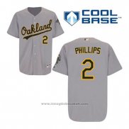 Maglia Baseball Uomo Oakland Athletics Tony Phillips 2 Grigio Cool Base