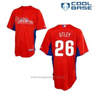 Maglia Baseball Uomo Philadelphia Phillies Chase Utley 26 Rosso Cool Base