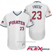 Maglia Baseball Uomo Pittsburgh Pirates 2017 Stelle e Strisce David Freese Bianco Flex Base