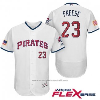 Maglia Baseball Uomo Pittsburgh Pirates 2017 Stelle e Strisce David Freese Bianco Flex Base