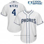 Maglia Baseball Uomo San Diego Padres 4 Wil Myers Bianco 2017 Cool Base