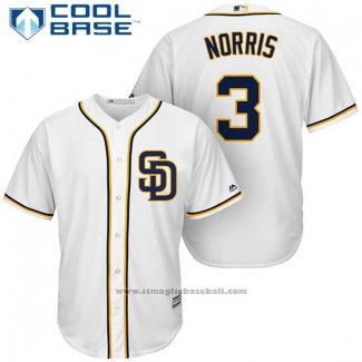 Maglia Baseball Uomo San Diego Padres Derek Norris Bianco Cool Base Giocatore