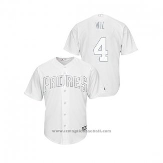 Maglia Baseball Uomo San Diego Padres Wil Myers 2019 Players Weekend Replica Bianco