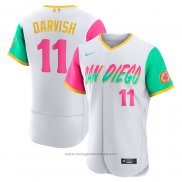 Maglia Baseball Uomo San Diego Padres Yu Darvish 2022 City Connect Autentico Bianco