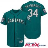 Maglia Baseball Uomo Seattle Mariners 34 Felix Hernandez Verde 2017 Flex Base