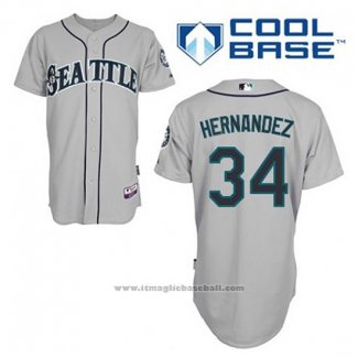 Maglia Baseball Uomo Seattle Mariners Felix Hernandez 34 Grigio Cool Base