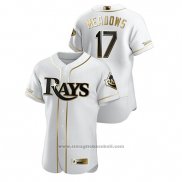 Maglia Baseball Uomo Tampa Bay Rays Austin Meadows Golden Edition Autentico Bianco