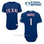 Maglia Baseball Uomo Texas Rangers Elvis Andrus 1 Blu Alternato Cool Base