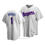 Maglia Baseball Uomo Texas Rangers Elvis Andrus Cooperstown Collection Primera Bianco