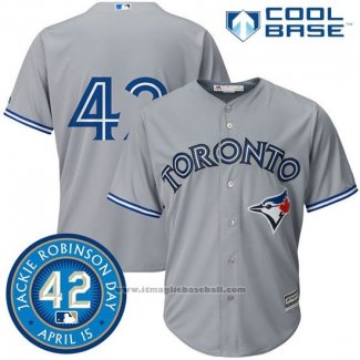 Maglia Baseball Uomo Toronto Blue Jays Grigio Jackie Robinson Cool Base