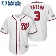 Maglia Baseball Uomo Washington Nationals 2017 Postseason Michael Taylor Bianco Cool Base