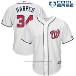 Maglia Baseball Uomo Washington Nationals 2017 Stelle e Strisce Bryce Harper Bianco Cool Base