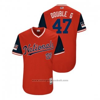 Maglia Baseball Uomo Washington Nationals Gio Gonzalez 2018 LLWS Players Weekend Double G Rosso