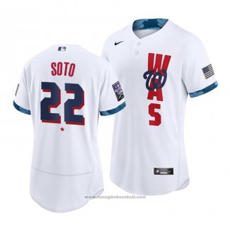 Maglia Baseball Uomo Washington Nationals Juan Soto 2021 All Star Autentico Bianco