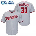 Maglia Baseball Uomo Washington Nationals Max Scherzer 31 Grigio Cool Base